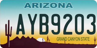 AZ license plate AYB9203