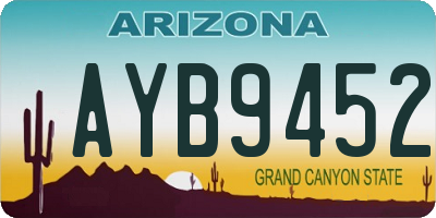 AZ license plate AYB9452