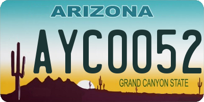AZ license plate AYC0052