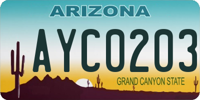 AZ license plate AYC0203