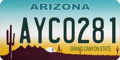 AZ license plate AYC0281