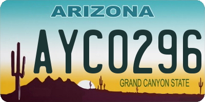AZ license plate AYC0296