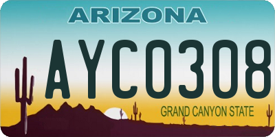 AZ license plate AYC0308