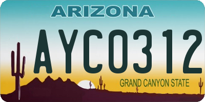 AZ license plate AYC0312