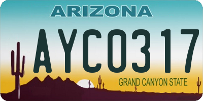 AZ license plate AYC0317