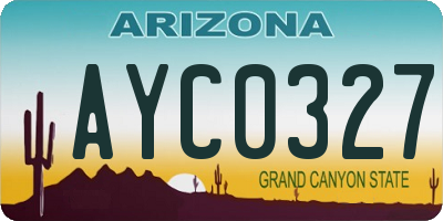 AZ license plate AYC0327