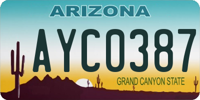 AZ license plate AYC0387