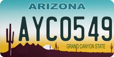 AZ license plate AYC0549
