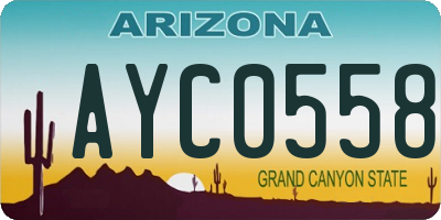 AZ license plate AYC0558