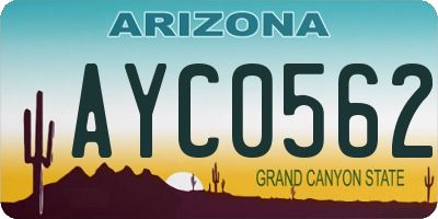 AZ license plate AYC0562