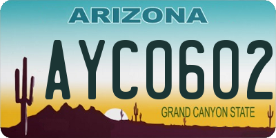 AZ license plate AYC0602