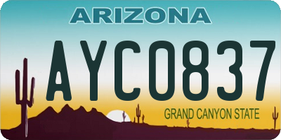 AZ license plate AYC0837