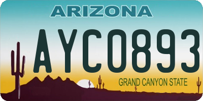 AZ license plate AYC0893