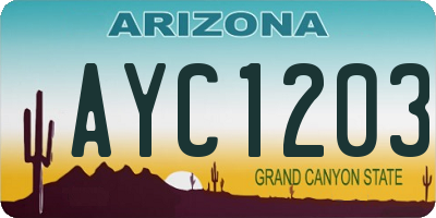 AZ license plate AYC1203