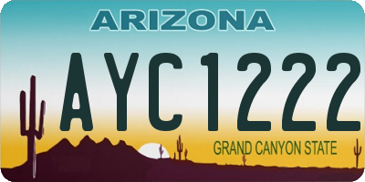 AZ license plate AYC1222
