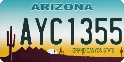 AZ license plate AYC1355