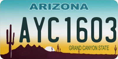 AZ license plate AYC1603
