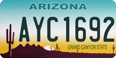 AZ license plate AYC1692