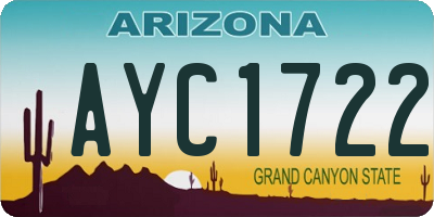 AZ license plate AYC1722
