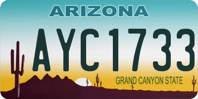 AZ license plate AYC1733