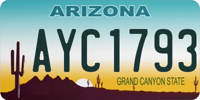 AZ license plate AYC1793