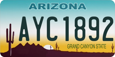 AZ license plate AYC1892