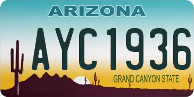 AZ license plate AYC1936