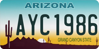 AZ license plate AYC1986