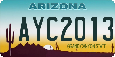 AZ license plate AYC2013