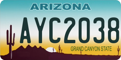 AZ license plate AYC2038