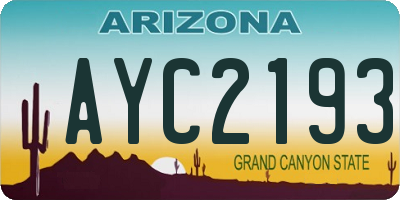 AZ license plate AYC2193