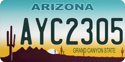 AZ license plate AYC2305
