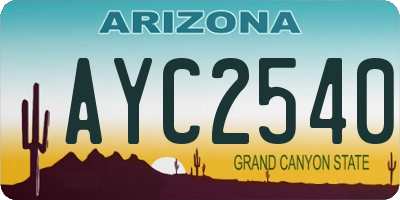 AZ license plate AYC2540
