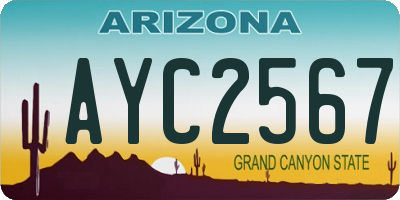 AZ license plate AYC2567