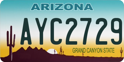 AZ license plate AYC2729