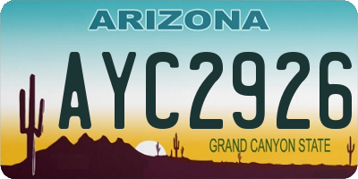 AZ license plate AYC2926