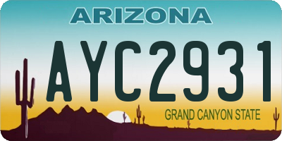 AZ license plate AYC2931