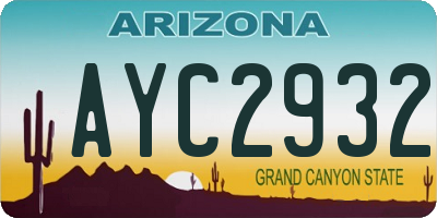 AZ license plate AYC2932