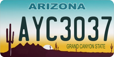 AZ license plate AYC3037