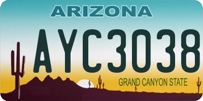 AZ license plate AYC3038