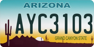 AZ license plate AYC3103