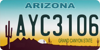 AZ license plate AYC3106