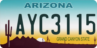 AZ license plate AYC3115