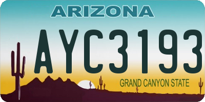 AZ license plate AYC3193
