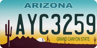 AZ license plate AYC3259