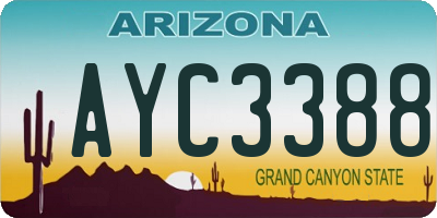 AZ license plate AYC3388