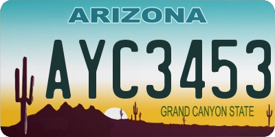 AZ license plate AYC3453