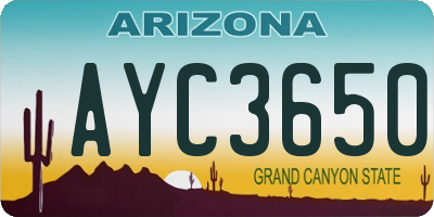 AZ license plate AYC3650