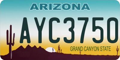 AZ license plate AYC3750