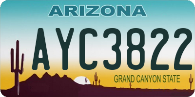 AZ license plate AYC3822